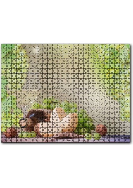 Cakapuzzle Şarap Üzüm Ceviz Peynir Görseli 500 Parça Puzzle Yapboz Mdf (Ahşap)