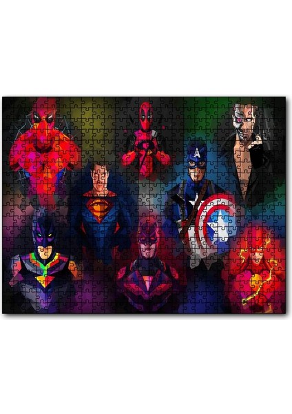Cakapuzzle Süper Kahramanlar Low Poly Çizim 120 Parça Puzzle Yapboz Mdf (Ahşap)