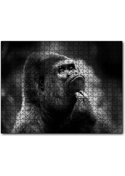 Cakapuzzle Çenesini Kaşıyan Goril Görseli 255 Parça Puzzle Yapboz Mdf (Ahşap)
