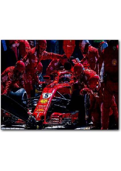 Cakapuzzle Ferrari F1 Formula 1 Pit Stop Görseli 120 Parça Puzzle Yapboz Mdf (Ahşap)