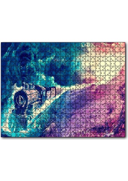 Cakapuzzle Fantazi Sanat Tren Duman ve Kuşlar Görseli 255 Parça Puzzle Yapboz Mdf (Ahşap)