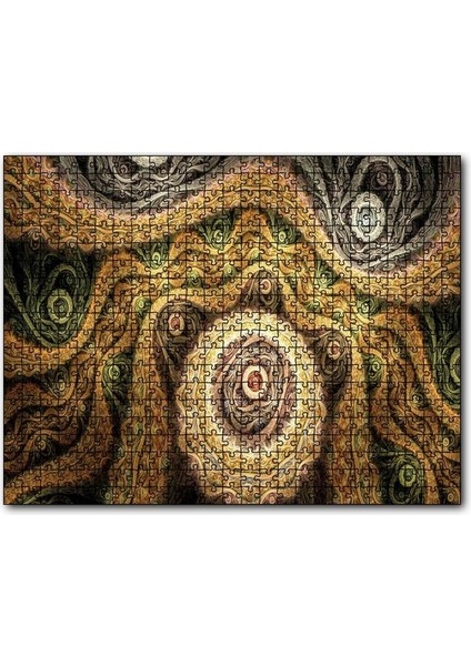 Cakapuzzle Tarot Fraktal Şekiller Kahverengi Sarı Görsel 120 Parça Puzzle Yapboz Mdf (Ahşap)