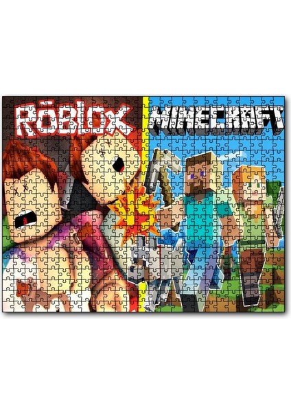 Caka Tablo Cakapuzzle Roblox ve Minecraft Çizgi Film Görseli 500 Parça Puzzle Yapboz Mdf (Ahşap)