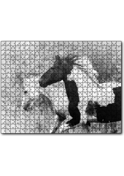 Cakapuzzle Koşan Siyah Beyaz Atlar Görseli 120 Parça Puzzle Yapboz Mdf (Ahşap)