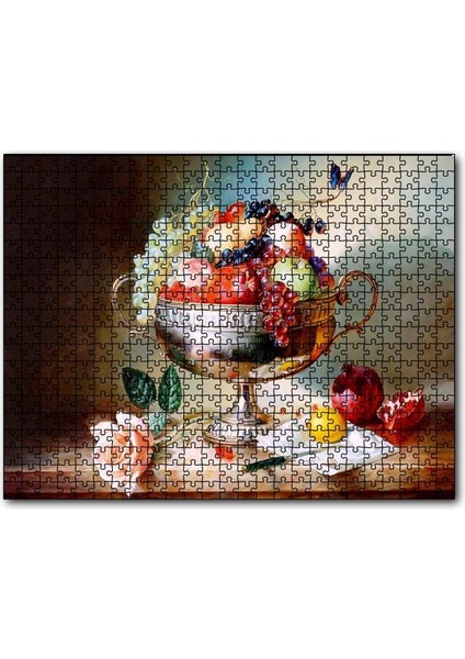 Cakapuzzle Çiçek Meyve Tabağı Görseli 500 Parça Puzzle Yapboz Mdf (Ahşap)