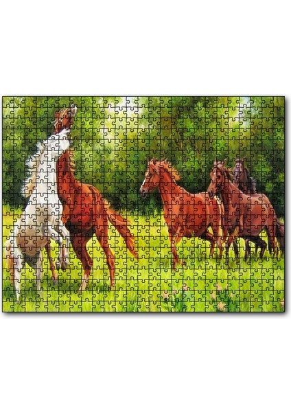 Cakapuzzle Özgür Atlar Ormanda Görseli 120 Parça Puzzle Yapboz Mdf (Ahşap)
