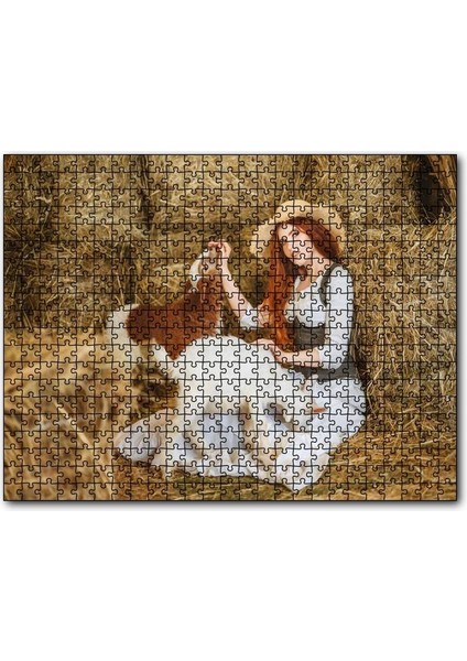 Cakapuzzle Samanlıktaki Genç Kız Oğlaklar Görseli 120 Parça Puzzle Yapboz Mdf (Ahşap)