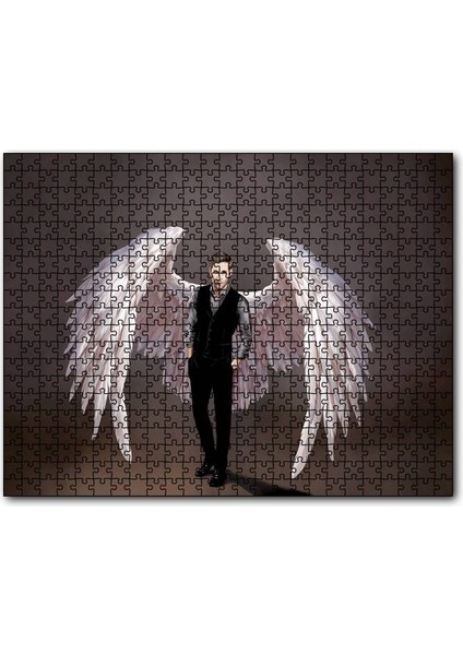 Cakapuzzle Lucifer ve Ak Kanatları Dijital Çizim 255 Parça Puzzle Yapboz Mdf (Ahşap)