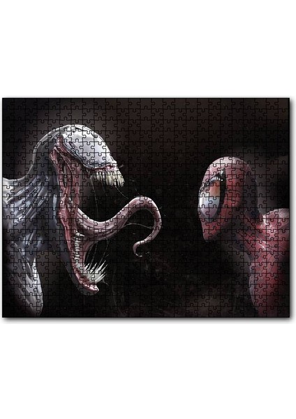Cakapuzzle Venom ve Örümcek Adam Dijital Çizim 120 Parça Puzzle Yapboz Mdf (Ahşap)