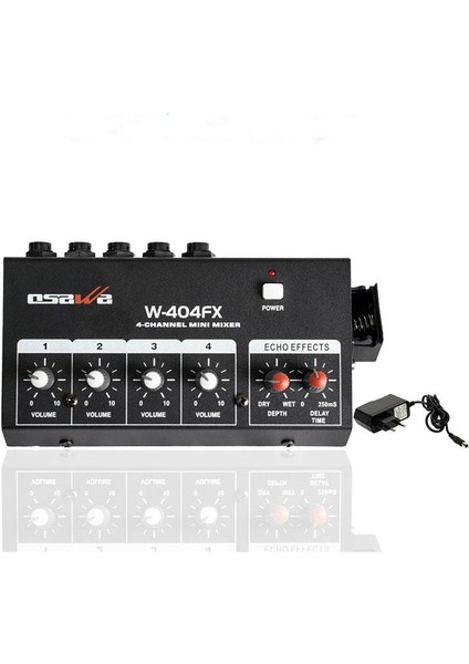 W-404FX 4 Kanal Mini Mikser - Mikrofon Çoklayıcı ( Adaptör Hediyeli )