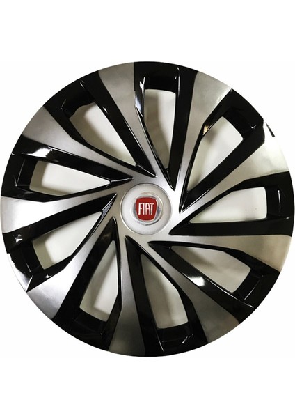 15'' Inç Fiat Jant Kapağı Takımı 4'lü Set Kırılmaz - Esnek - Parlak Siyah