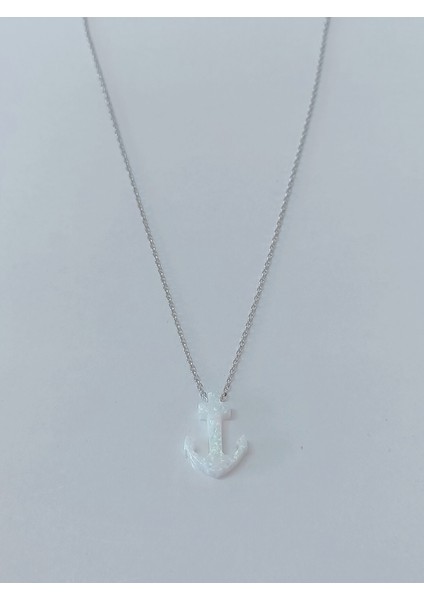 Gümüş Kolye Opal Çapa