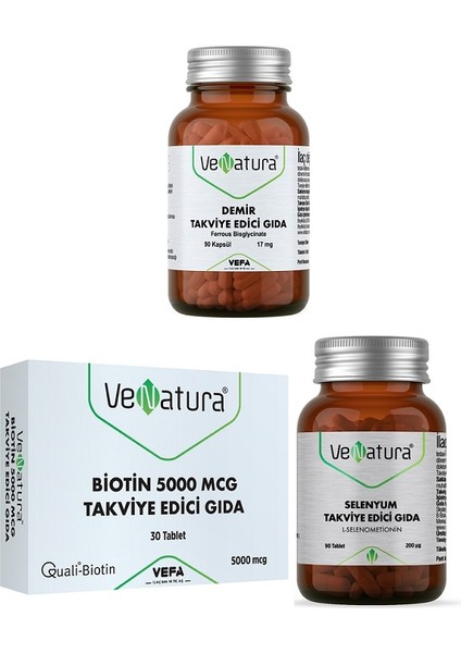 Selenyum 90 Tablet + Biotin 30 Tablet + Demir 90 Kapsül