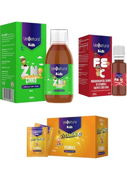 Çinko 100 Ml+ Demir ve Vitamin C Damla 20 Ml+ Vitamin C 500 Mg 30 Saşe
