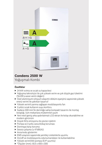 Condense 2500 W 24 Kw Tam Yoğuşmalı Kombi