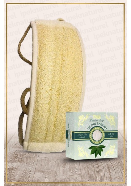 Kabak Lifi Kese Uzun Sırt Tipi Ipli + Defne Banyo Sabunu