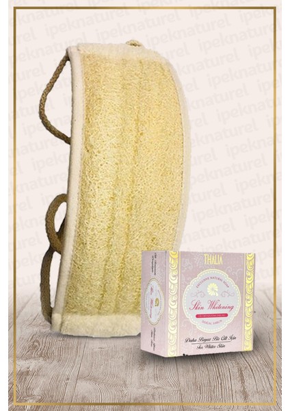 Kabak Lifi Kese Uzun Sırt Tipi Ipli + Skin Whitening Cilt Beyazlatma Banyo Sabunu