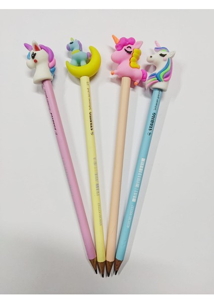 Unicorn Başlıklı Pastel Kurşun Kalem Seti 4'lü