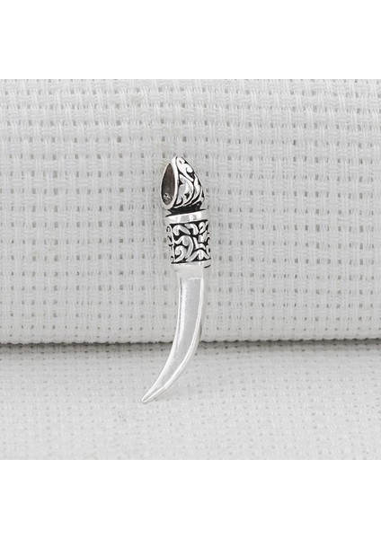 Fil Dişi Tasarım 925 Ayar Gümüş Erkek Kolye Ucu