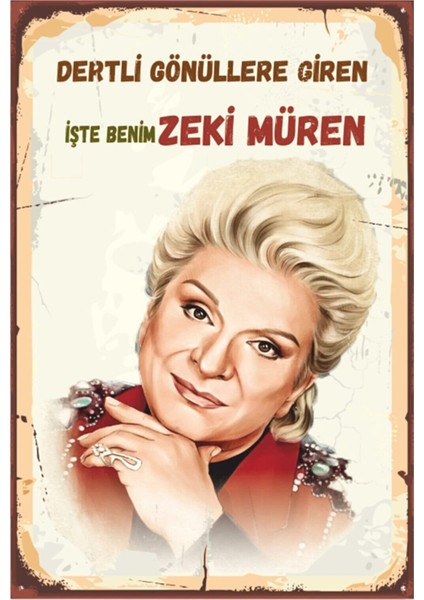 Vintage Ahşap Poster Işte Benim Zeki Müren