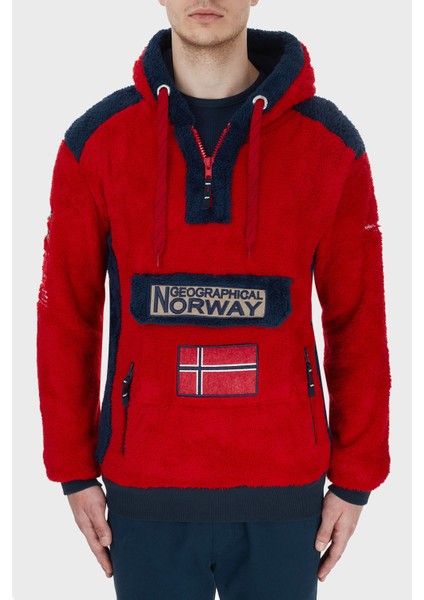 Norway Geographical Kapüşonlu Yarım Fermuarlı Outdoor Polar Sweat Erkek Sweat Gymclasssherco