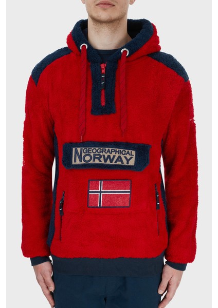 Norway Geographical Kapüşonlu Yarım Fermuarlı Outdoor Polar Sweat Erkek Sweat Gymclasssherco