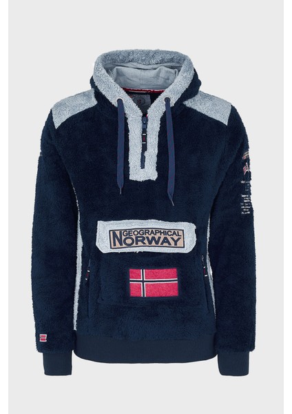 Norway Geographical Kapüşonlu Yarım Fermuarlı Outdoor Polar Sweat Erkek Sweat Gymclasssherco