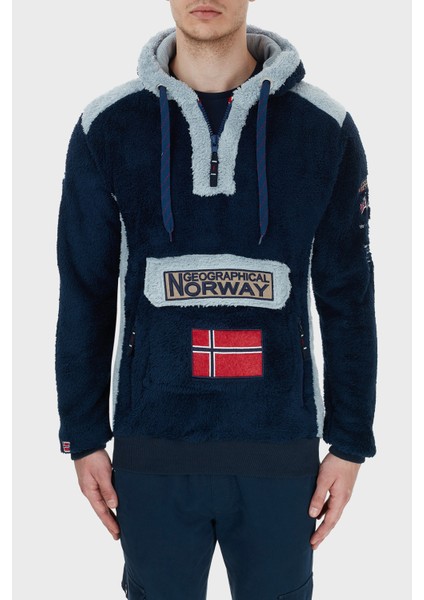 Norway Geographical Kapüşonlu Yarım Fermuarlı Outdoor Polar Sweat Erkek Sweat Gymclasssherco