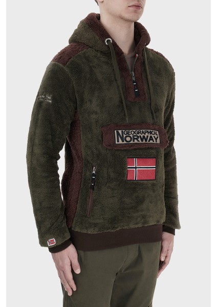 Norway Geographical Kapüşonlu Yarım Fermuarlı Outdoor Polar Sweat Erkek Sweat Gymclasssherco