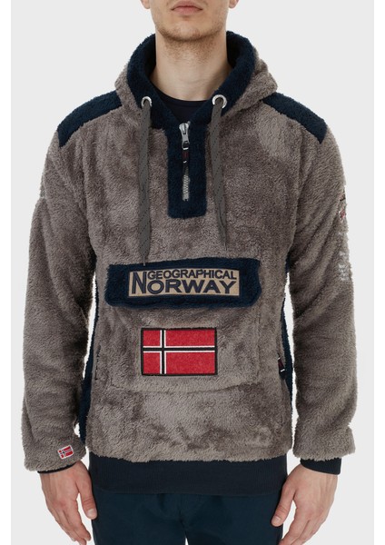 Norway Geographical Kapüşonlu Yarım Fermuarlı Outdoor Polar Sweat Erkek Sweat Gymclasssherco