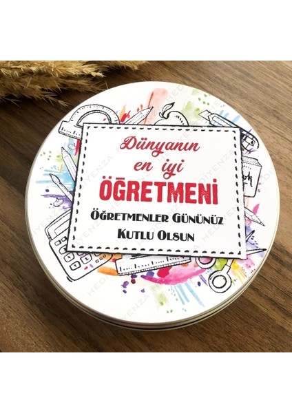 Öğretmenler Günü Çikolatası Dünyanın En İyi Öğretmeni Metal Kutuda Çikolata 40'lı fiyatları
