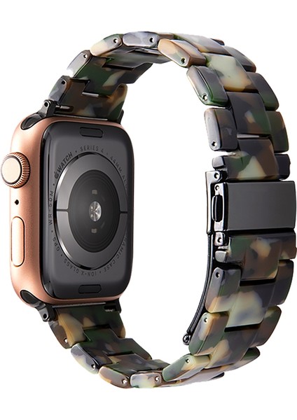 Apple Watch Uyumlu 42-44MM KRD25 Resin Asker Yeşili Kordon