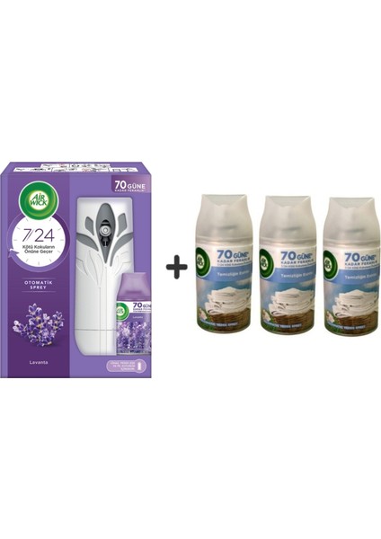 Air Wick Oda Kokusu Freshmatic Lavanta Kit + Yedek 250 ml + Temizliğin Esinti 70 Güne Kadar Ferahlık 3 x 250 ml