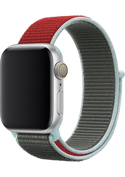 Apple Watch Uyumlu 38-40 mm Krd3 Hasır Spor Bordo Kordon