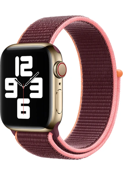 Apple Watch Uyumlu 38-40 mm Krd3 Hasır Spor Mürdüm Kordon