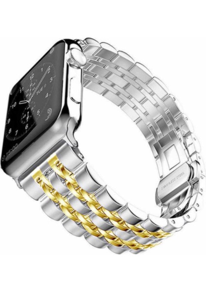Forsis Aksesuar Apple Watch Uyumlu Metal Kordon 38-40 mm Gold - Gümüş