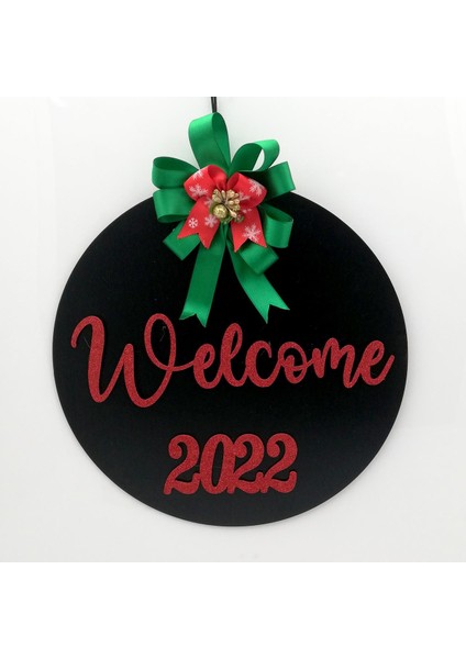 Yılbaşı Süsleri Welcome Kapı Süsü - Siyah 16148