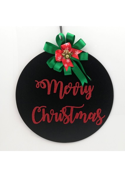 Yılbaşı Süsleri Marry Christmas Kapı Süsü - Siyah 16165