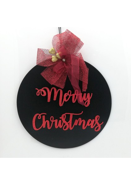 Yılbaşı Süsleri Marry Christmas Kapı Süsü - Siyah 16166