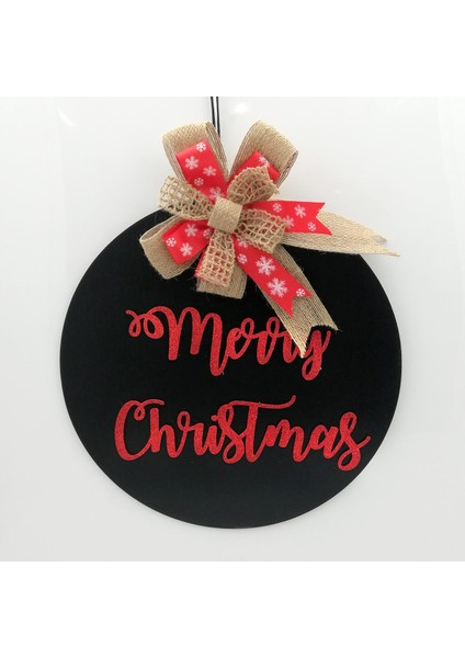 Yılbaşı Süsleri Marry Christmas Kapı Süsü - Siyah 16167
