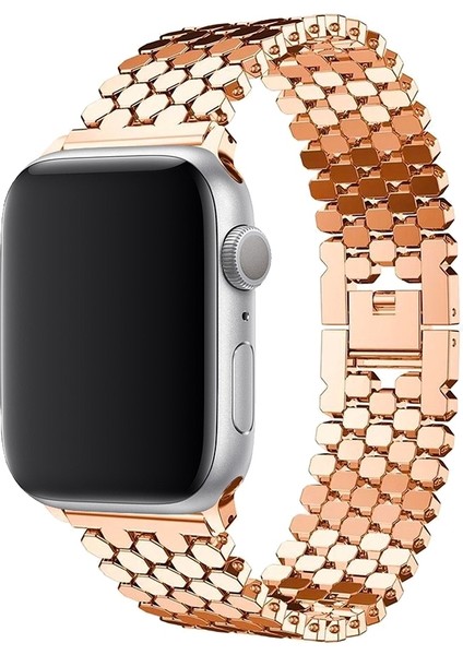 Apple Watch Uyumlu 42-44MM KRD16 Metal Kordon Rose Gold