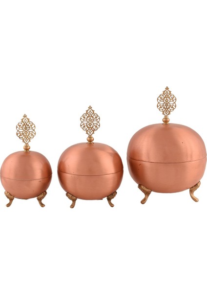 Nusnus Bakır Ayaklı Top Şekerlik 3lü Set