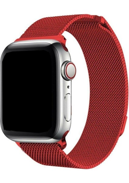 Apple Watch Uyumlu Kırmızı Rengi Metal Kordon 38-40 mm Bushco Store