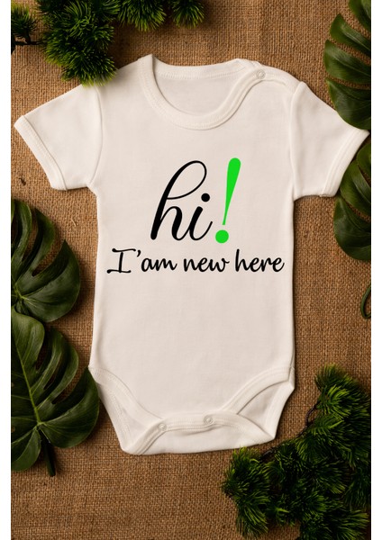 Ekru Bebek I'am New Baskılı Çıtçıtlı Body 5012
