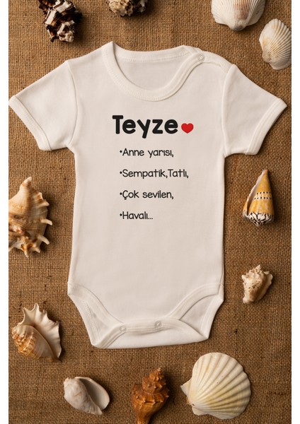Teyze Anne Yarısı Baskılı Ekruçıtçıtlı Body Zıbın 5058