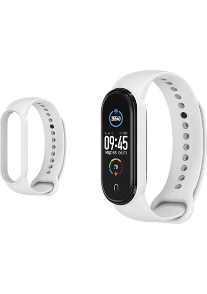 Xiaomi Mi Band 3 4 5 6 Uyumlu Silikon Akıllı Saat Kordonu Beyaz