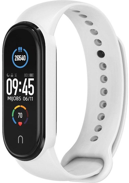 Xiaomi Mi Band 3 4 5 6 Uyumlu Silikon Akıllı Saat Kordonu Beyaz