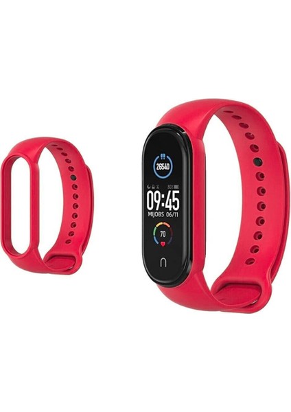 Xiaomi Mi Band 3 4 5 6 Uyumlu Silikon Akıllı Saat Kordonu Kırmızı