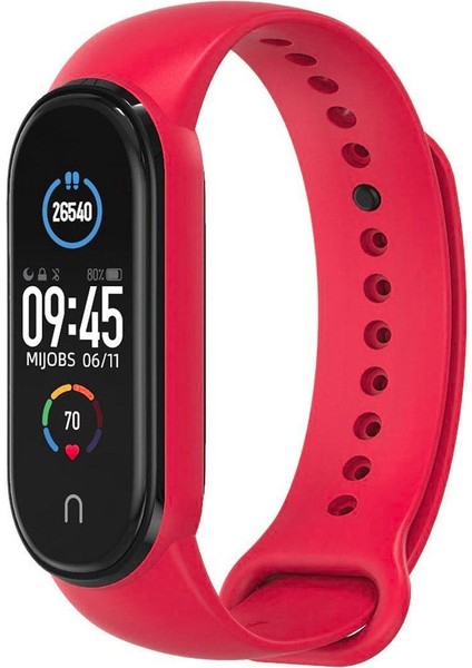 Xiaomi Mi Band 3 4 5 6 Uyumlu Silikon Akıllı Saat Kordonu Kırmızı