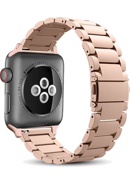 Apple Watch Uyumlu 42-44MM Krd5 Klasik Metal Kordon Pembe modelleri